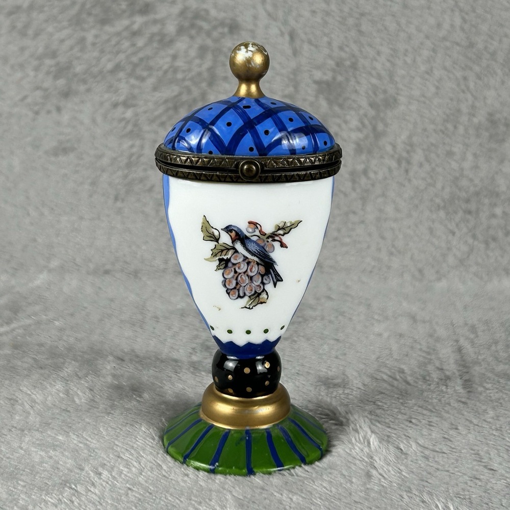 Tracy Porter The Home Collection trinket box shaped like vase, w/bird on grapes